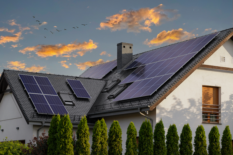 solar panels on a homes roof